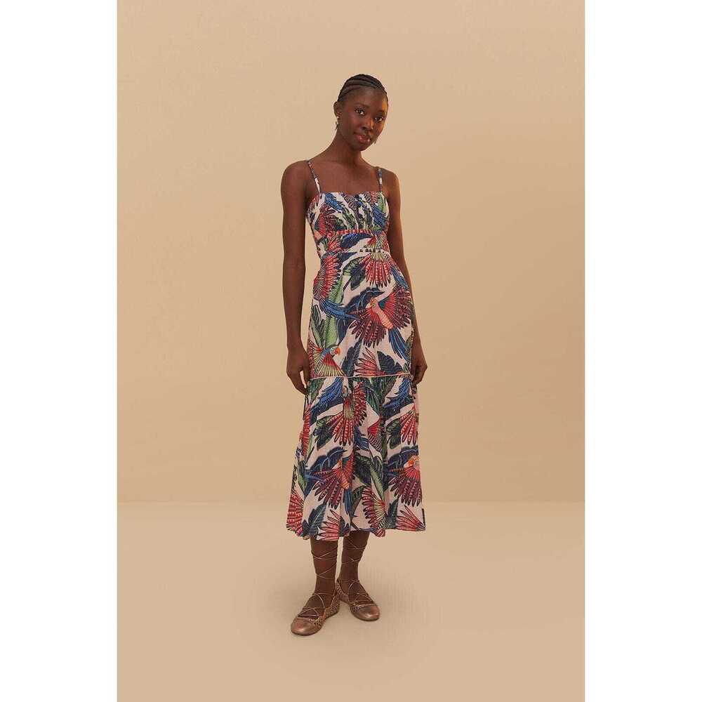 FARM Rio Multicolor Tropical Midi Dress - Blue, Green, Red